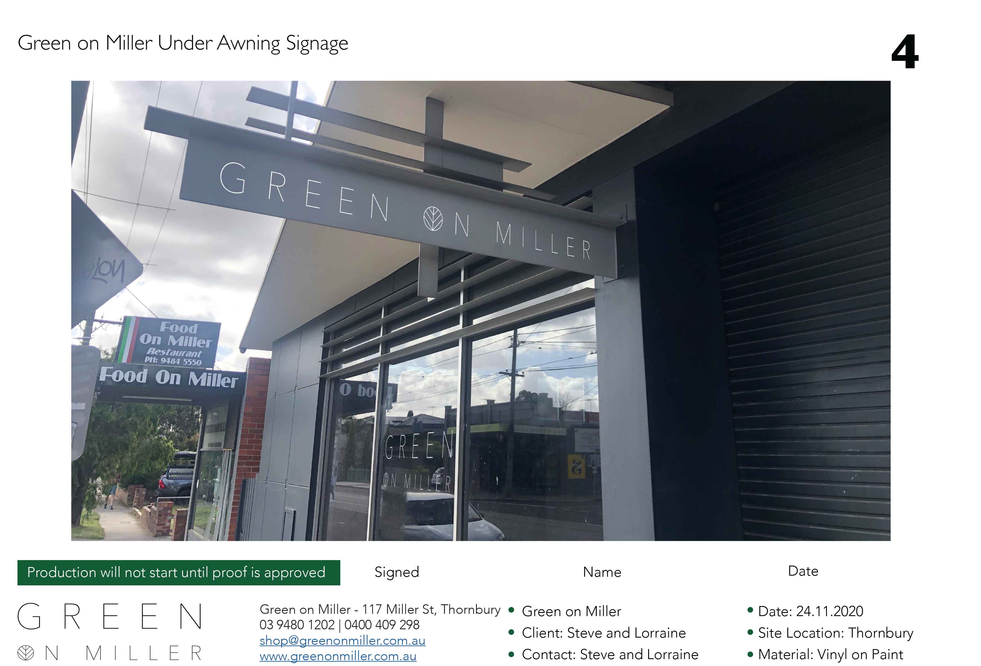 Green on Miller Shopfront Window Design Overlay