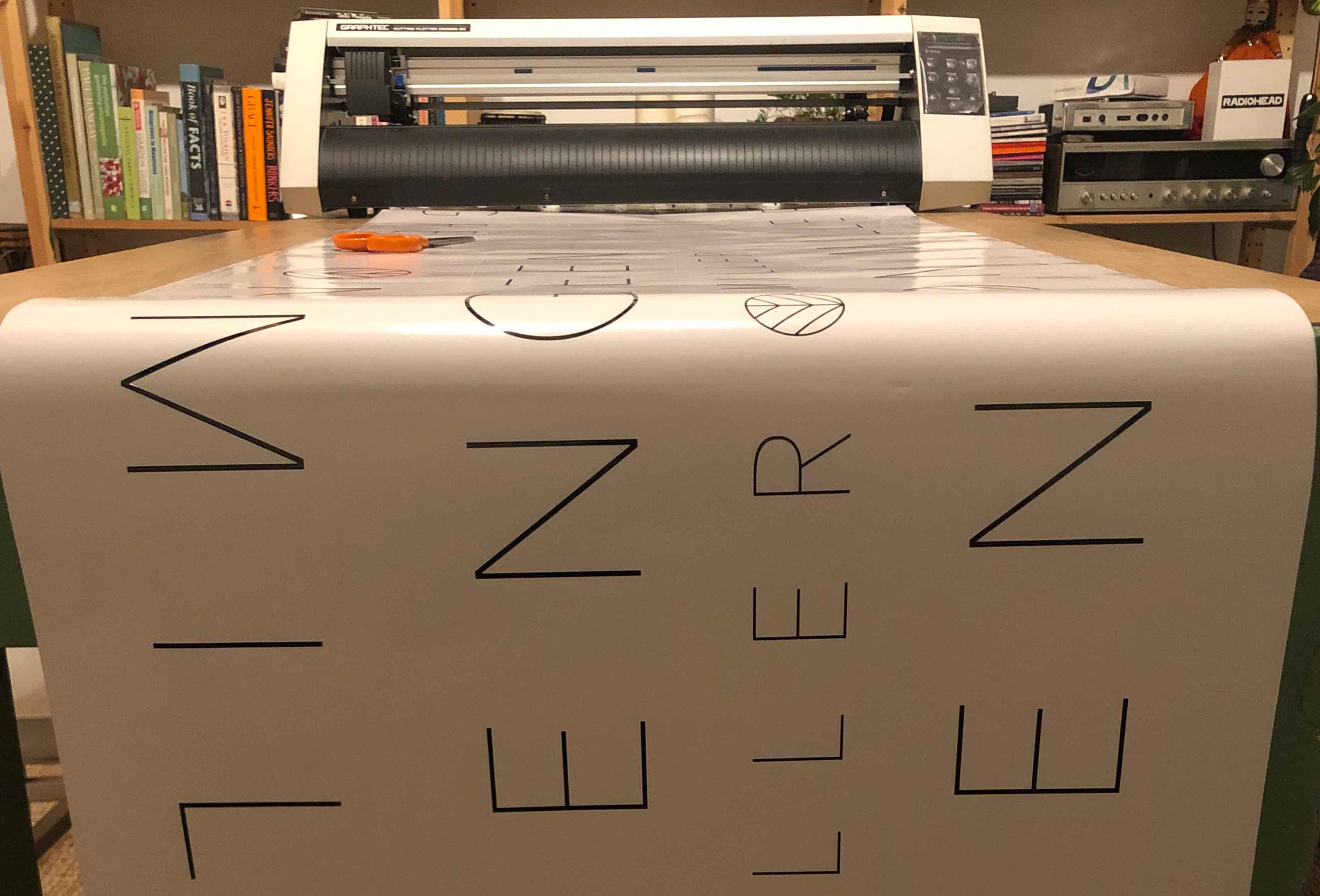 Green on Miller Vinyl Cut Lettering